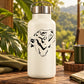 White insulated bottle with black tiger head side decal