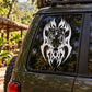 White tribal tiger head decal with snarling face and jagged flame shapes
