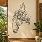 Black line-art tiger decal with roaring mouth and raised claw design