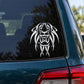 Abstract long mane lion decal sticker on car window
