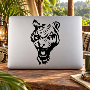 Black tiger head decal on light background