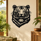 Tiger head warning stare decal with black-and-white tiger face
