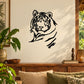 Tiger looking-over wall decal with black outline and white fill