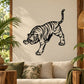 Leaping tiger wall decal, black outline roaring tiger graphic