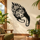 Tiger face wall decal, black and white flame style