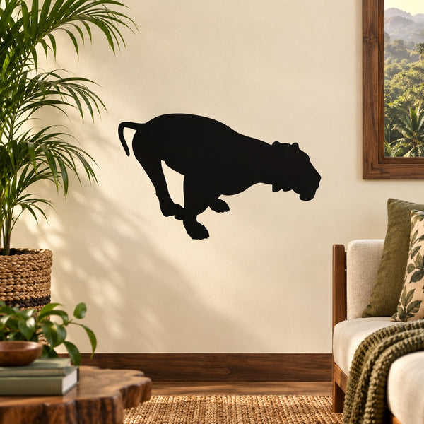 Black tiger ready-to-jump wall decal silhouette