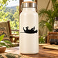 White water bottle with black tiger silhouette decal