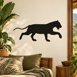 Playful tiger wall decal with black silhouette