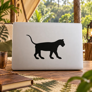 Black tiger looking silhouette decal on white surface