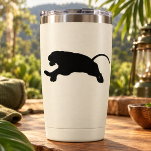 Black tiger lunging silhouette decal for tumblers