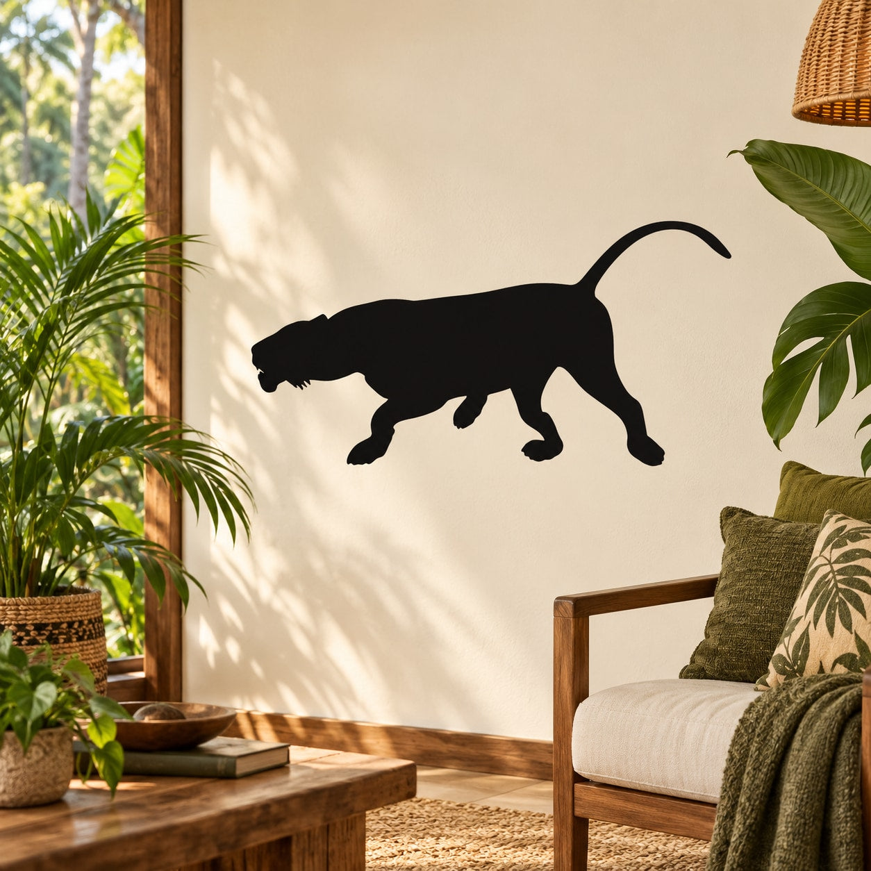 Black sneaking tiger wall decal silhouette
