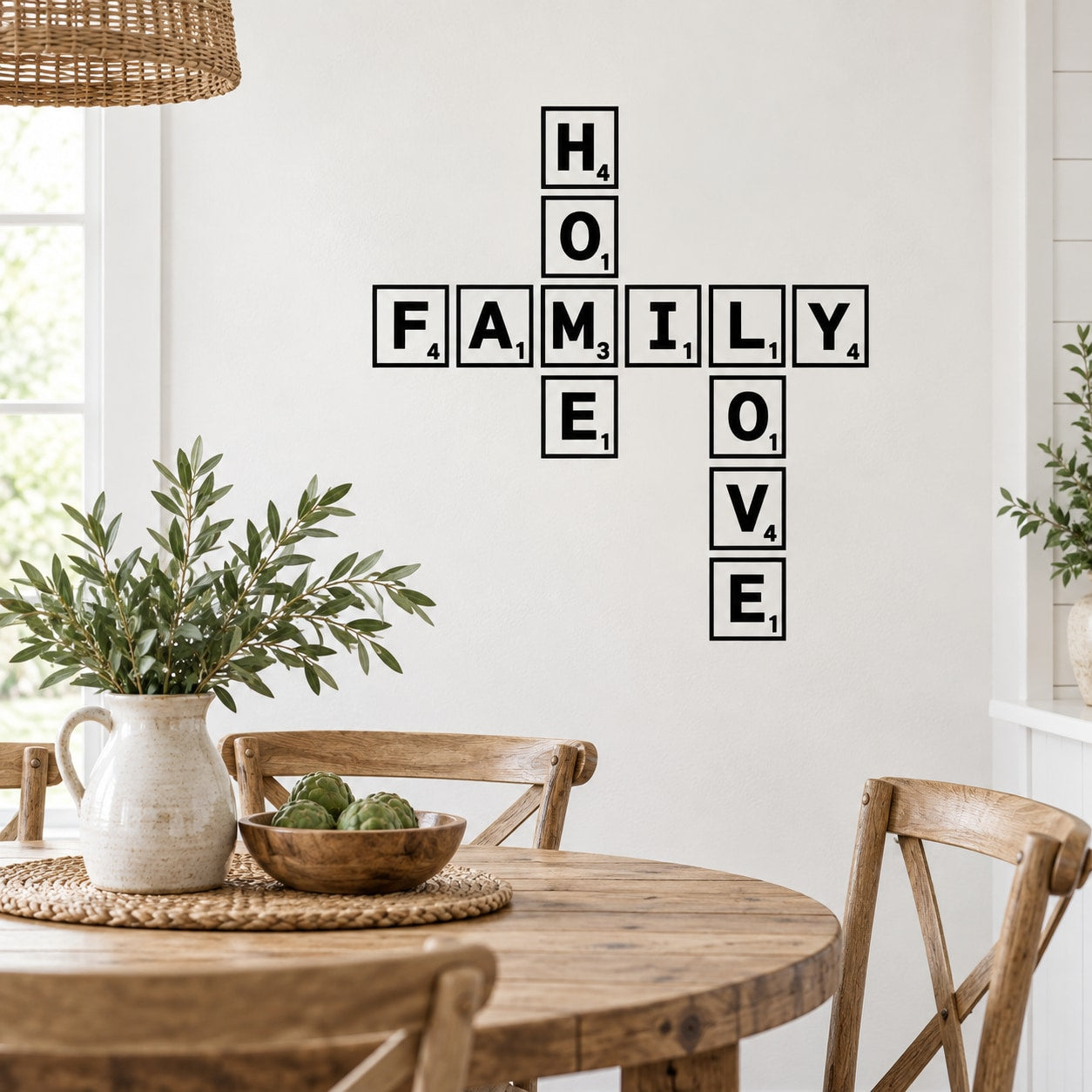 Family Home Love wall decal with block-letter word design