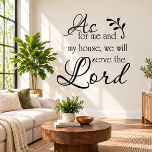 Script wall decal: 'As for me and my house we will serve the Lord'