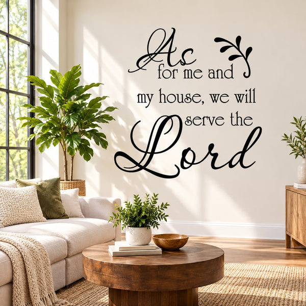 Script wall decal: 'As for me and my house we will serve the Lord'