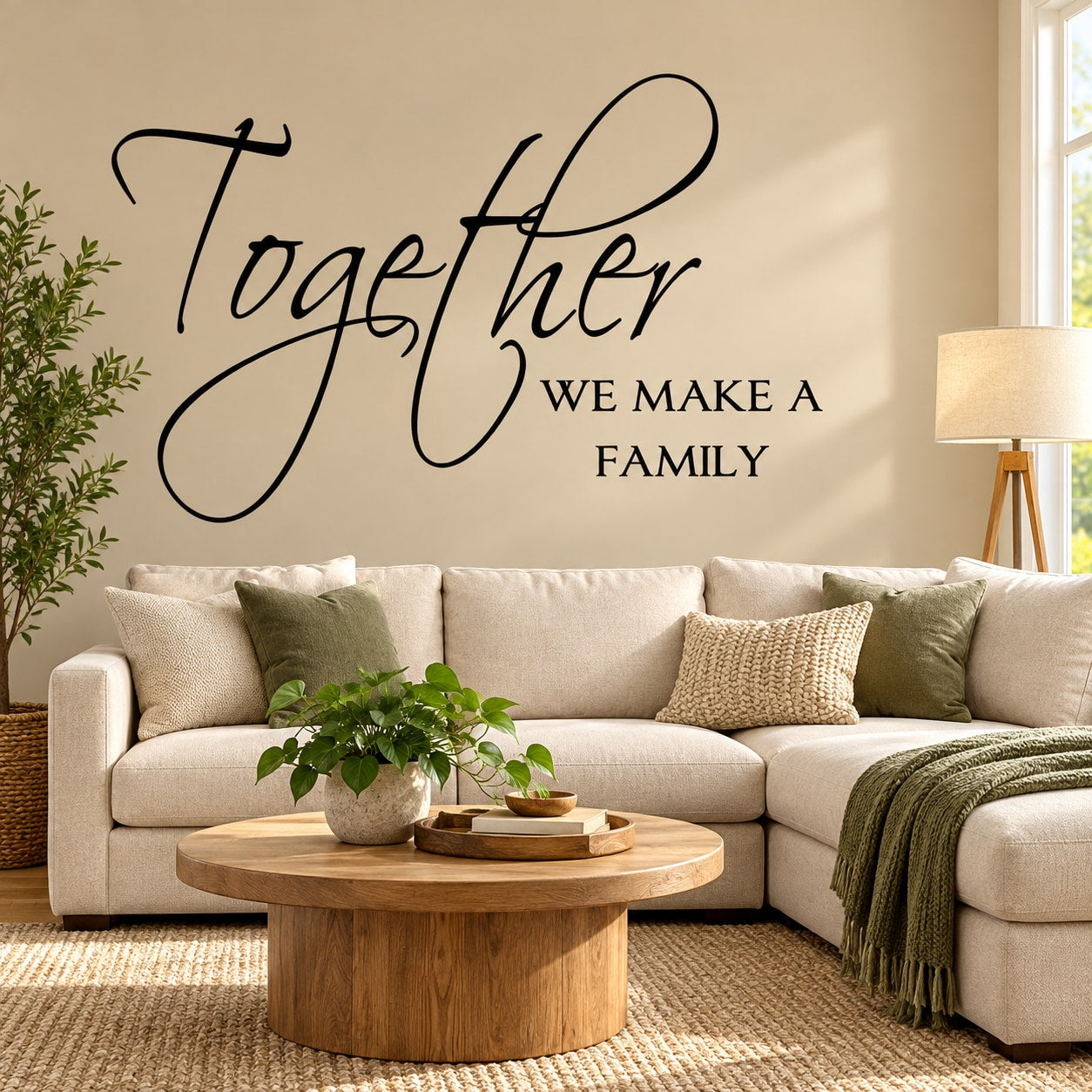 Wall decal reading 'Together' and 'WE MAKE A FAMILY'