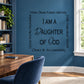 Religious word collage wall decal with "I AM A DAUGHTER OF GOD" and surrounding text