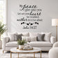 Peace quote wall decal with decorative script lettering and John 14:27