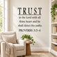 Wall decal with “Trust in the Lord...” scripture text and “Proverbs 3:5–6”