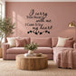 Wall decal with romantic heart quote and small rose silhouettes