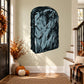 Dark tombstone wall sticker with gray distressed texture, Halloween-style design
