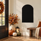 Black rounded-top tombstone decal with arched head silhouette for wall
