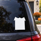 White bat tombstone decal on car window, bold silhouette