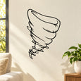 Black tornado outline wall decal with swirling lines