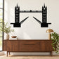 Black Tower Bridge silhouette wall decal with central suspension details and arches
