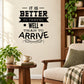 Black travel quote wall decal with bold banner typography