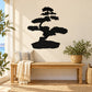 Bonsai tree wall decal with black silhouette