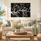 Cherry blossom branch wall decal with white blossoms on black panel set