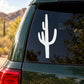 Saguaro cactus decal with a white cactus silhouette on a car window