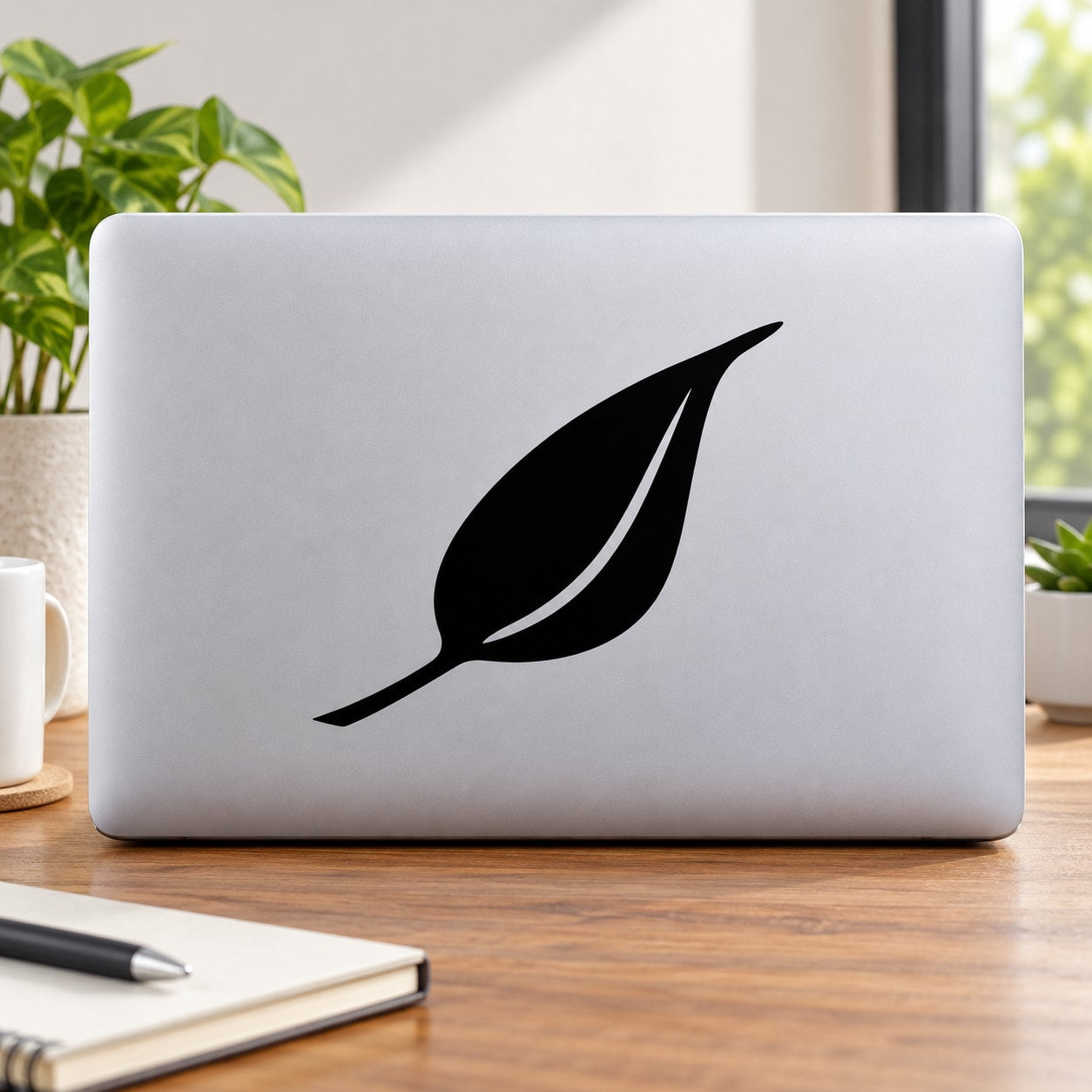 Black leaf vinyl decal, single leaf design for car or wall