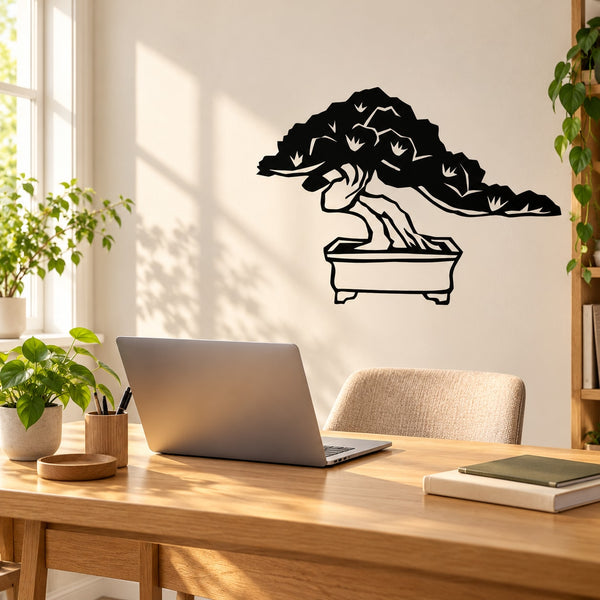 Banzai Tree Wall Decal - Vinyl Decal - Car Decal - MC08 — illustrative vinyl decal application mockup. Surrounding objects are not included.