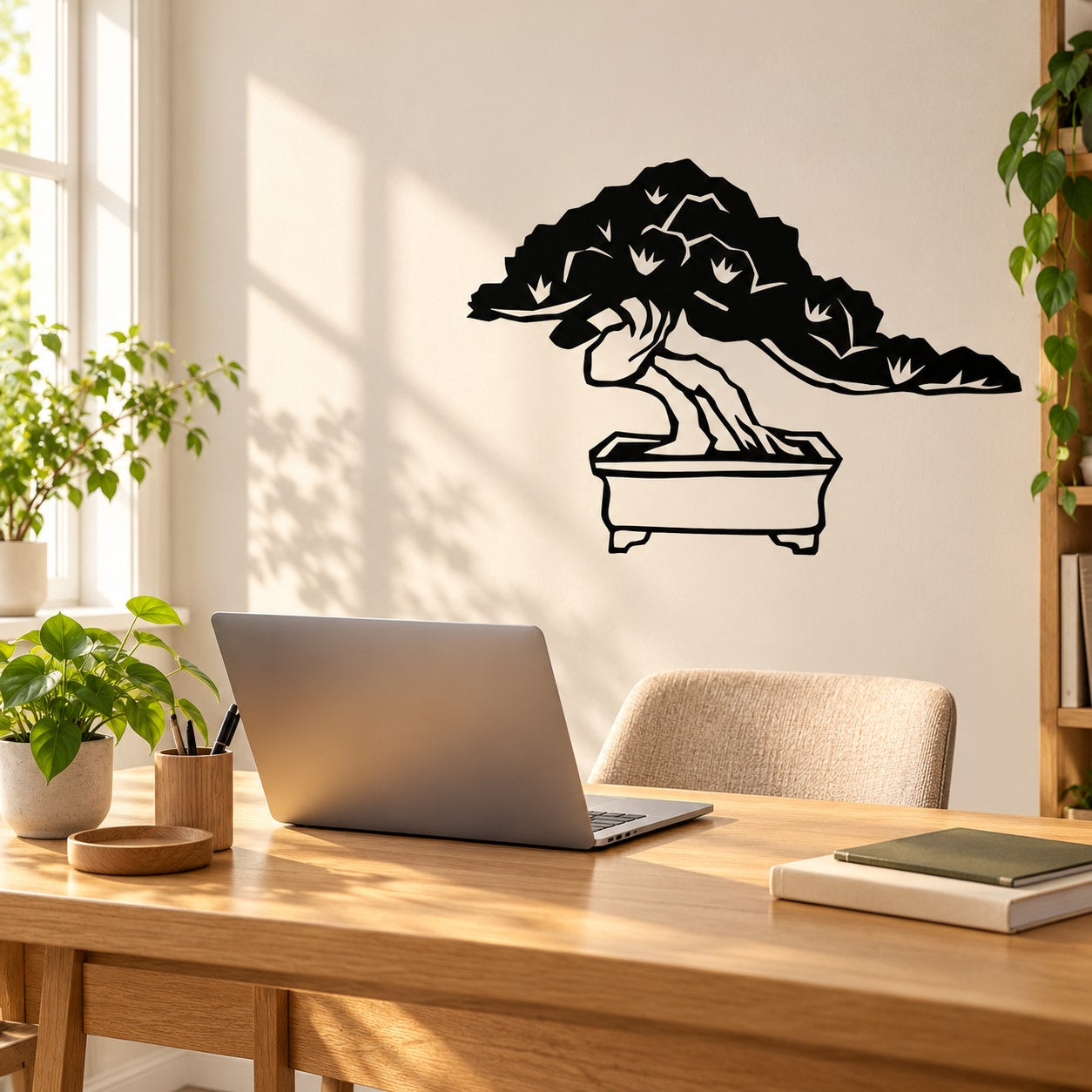 Banzai Tree Wall Decal - Vinyl Decal - Car Decal - MC08 — illustrative vinyl decal application mockup. Surrounding objects are not included.