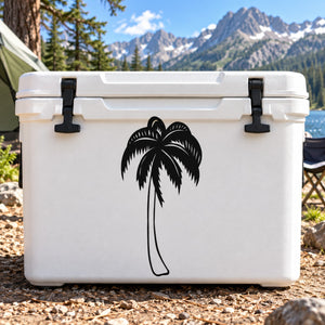 Black palm tree vinyl decal, single stylized tree with fronds