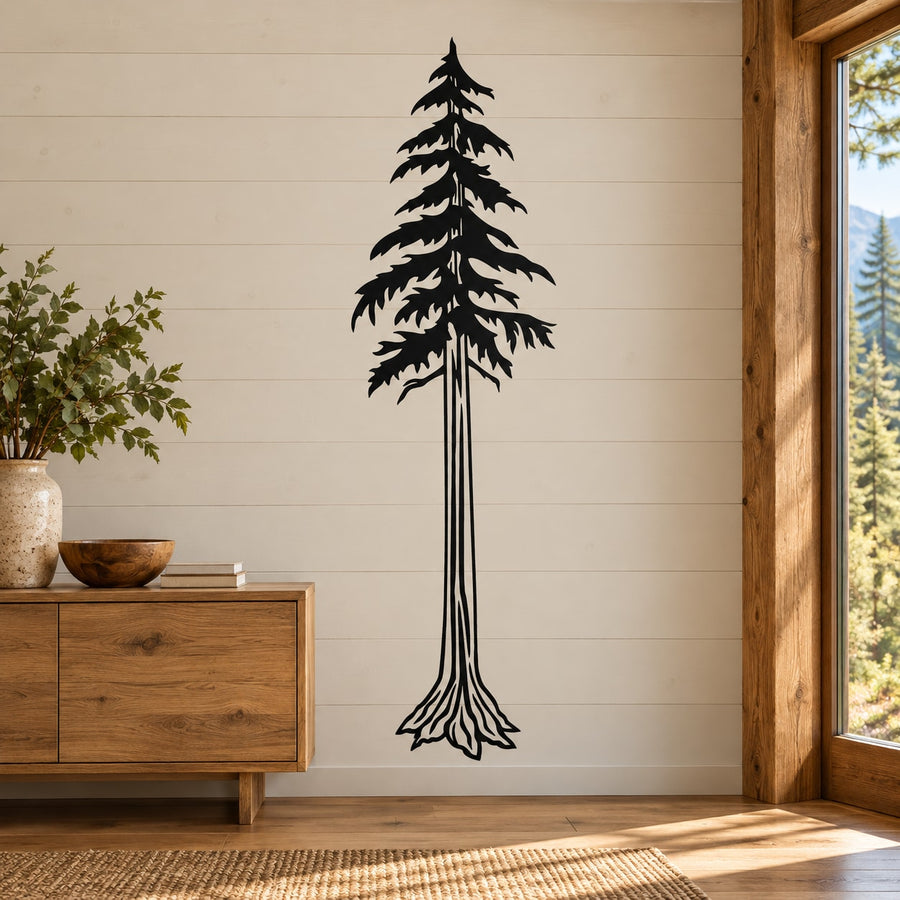 Redwood Sequoia Tree Wall Decal - Vinyl Decal - Car Decal - MC31 — illustrative vinyl decal application mockup. Surrounding objects are not included.