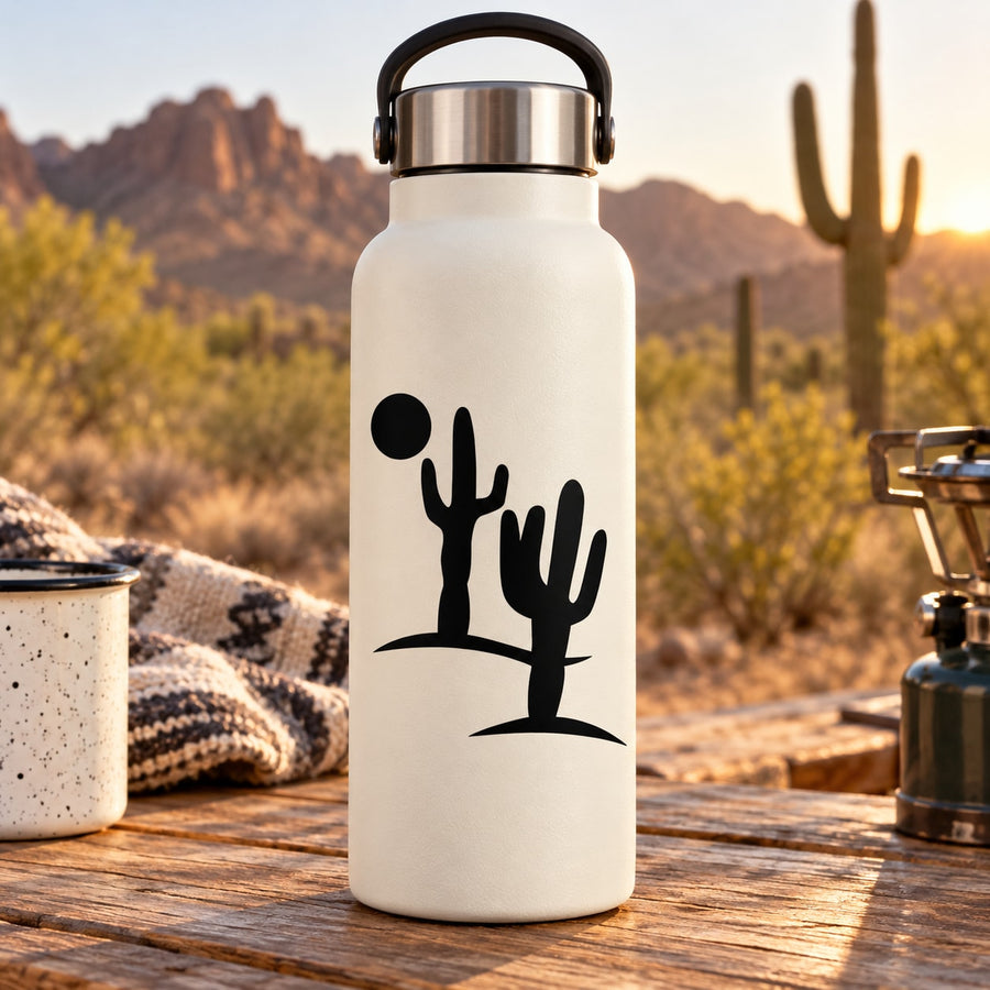 Cactus Sunset Wall Decal - Vinyl Decal - Car Decal - MC44 — illustrative vinyl decal application mockup. Surrounding objects are not included.