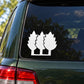White tree vinyl decal set of three leaf trees for car window