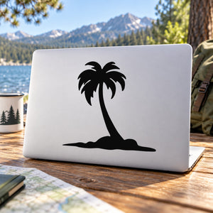 Black palm tree silhouette vinyl decal for wall or car