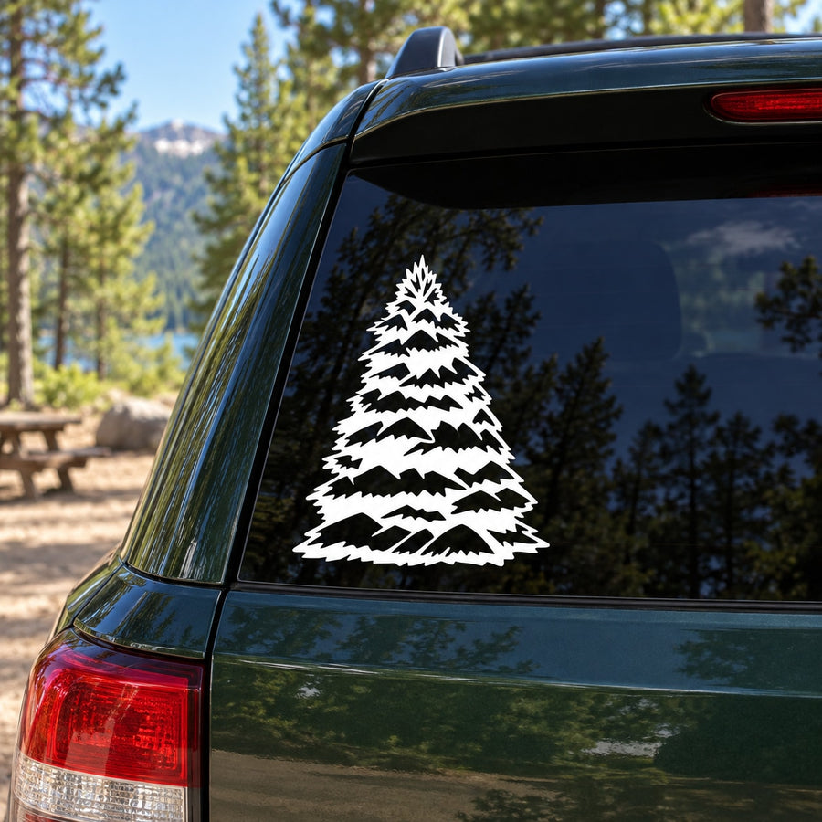 Evergreen Tree Wall Decal - Vinyl Decal - Car Decal - MC88 — illustrative vinyl decal application mockup. Surrounding objects are not included.