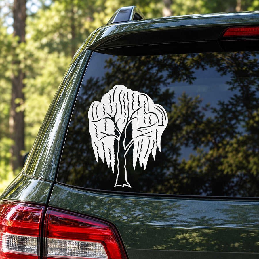 Willow Tree Wall Decal - Vinyl Decal - Car Decal - MC90 — illustrative vinyl decal application mockup. Surrounding objects are not included.