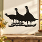 Three turkey hens standing wall decal, black silhouette with grass base