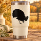 Turkey silhouette decal on white tumbler with stainless steel lid and base