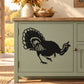 Turkey silhouette wall decal, dark outline with spread feathers on a cabinet door