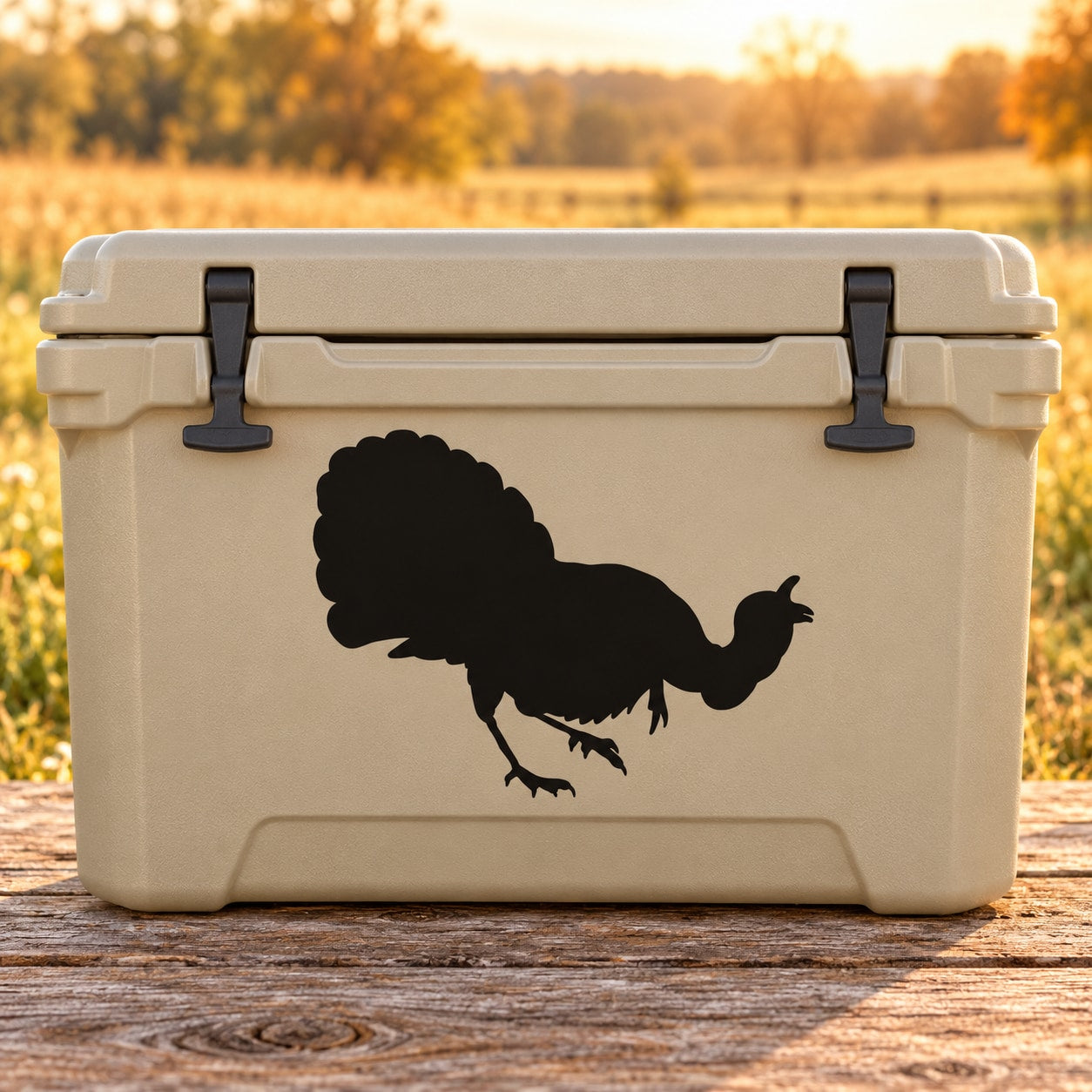 Black turkey silhouette decal sticker for outdoor coolers