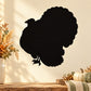 Chubby turkey silhouette decal, dark black wall sticker shape with curled tail