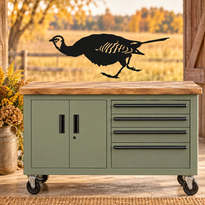 Black running turkey hen silhouette wall decal