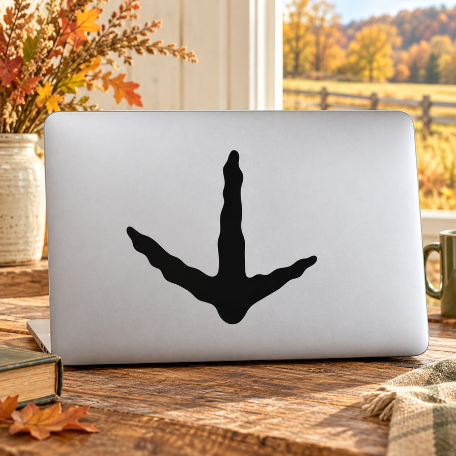 Turkey footprint decal with black silhouette on light background