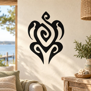Abstract cross turtle wall decal, black